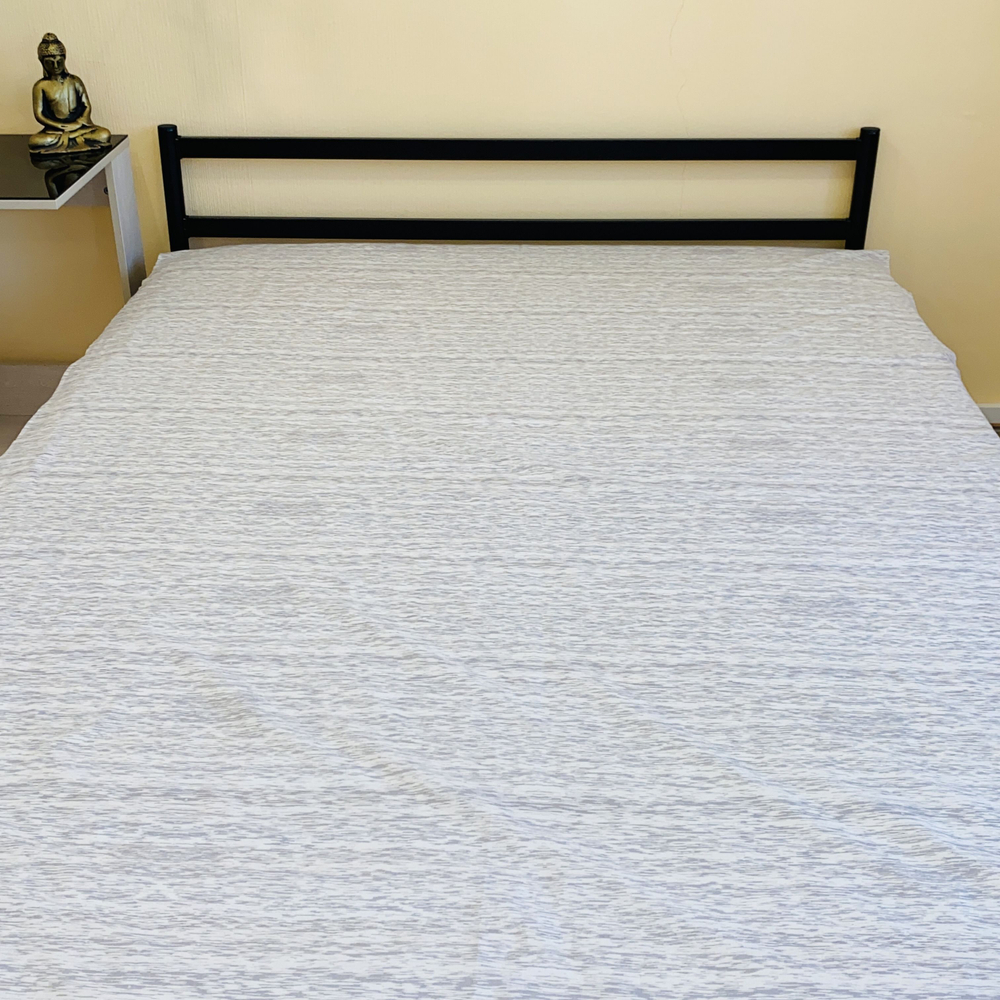 Простыня ЕвроМакс Хлопок Перкаль Бежево-серый в полоску