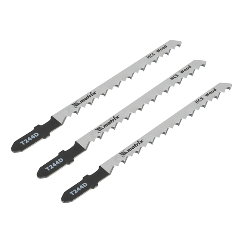 Полотна для электро лобзика по дереву, 3 шт, T244D, 75 x 4 мм, HCS Matrix Professional, 78215