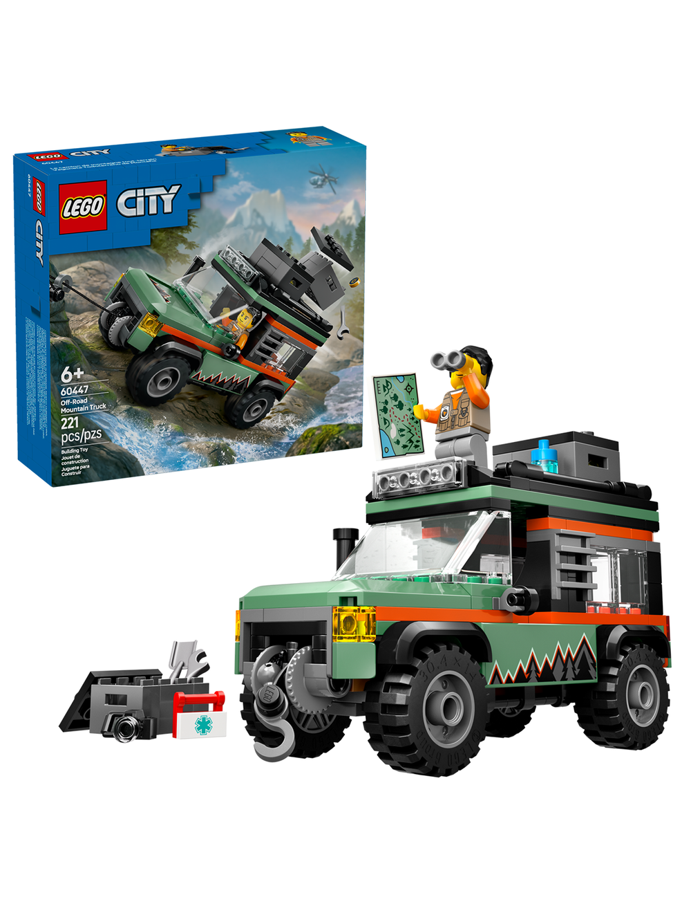 Конструктор Лего Сити Внедорожный горный грузовик 60447 | LEGO City Off-Road Mountain Truck для экспедиций 221 деталь 6+