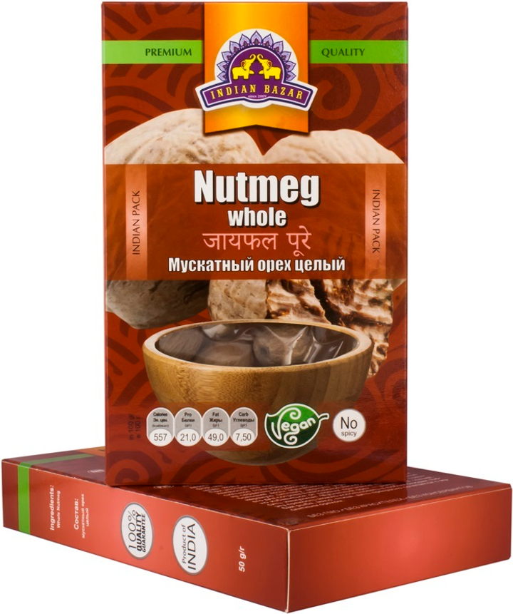 Специя Indian Bazar Мускатный орех цельный (в коробочке) 50 г