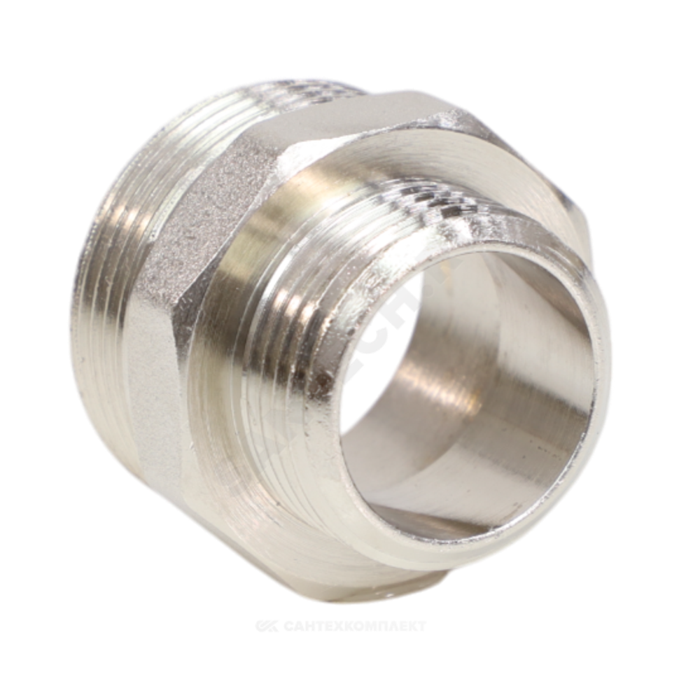 Ниппель латунь никель переходной Ду 32х25 (1 1/4"х1") НР VALFEX VF.580.N.114.100
