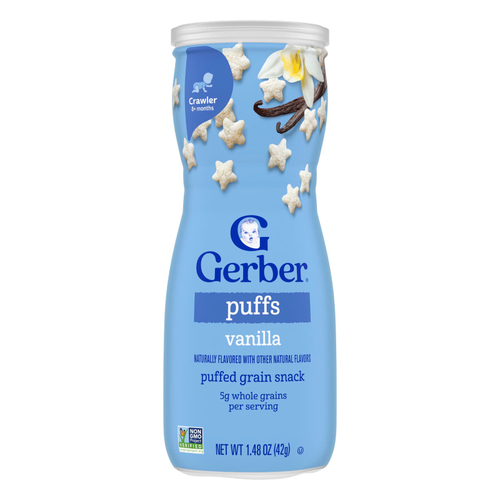 Gerber, Puffs, снек из воздушных злаков, от 8 месяцев, ваниль, 42 г (1,48 унции)