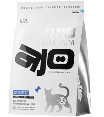 AJO Vet Dieta Struvite Urinary Cat Профилактика МКБ 1,5кг.