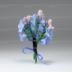 Авторская брошь Незабудки
