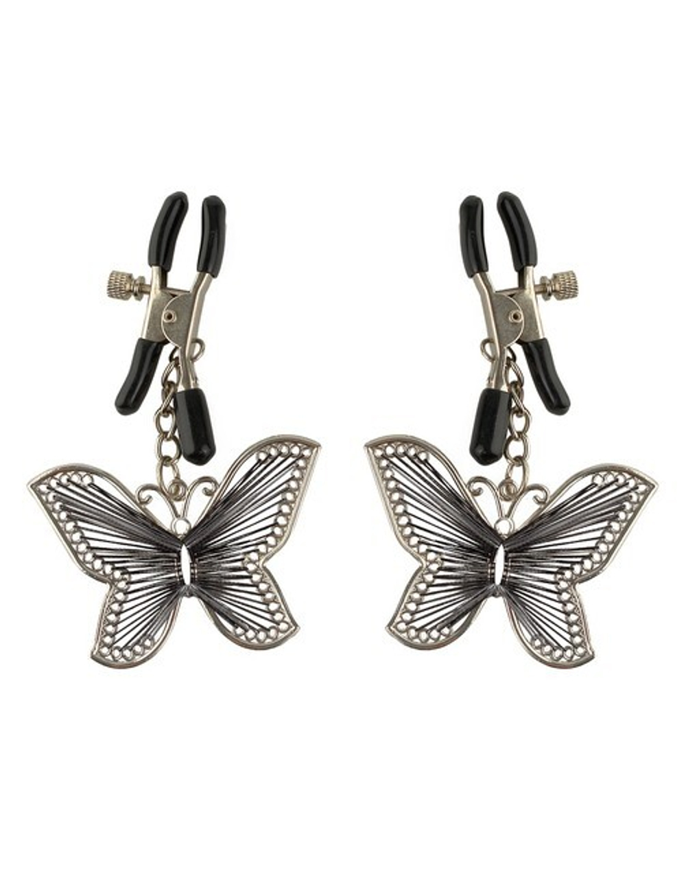 Регулируемые зажимы для сосков с бабочками Butterly Nipple Clamps (Цвет: серебряный)