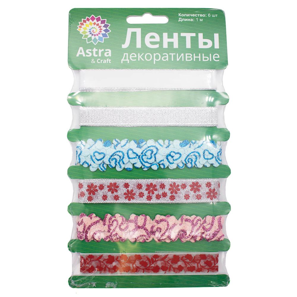 Лента декоративная Цветочное сияние, 6 шт*1м