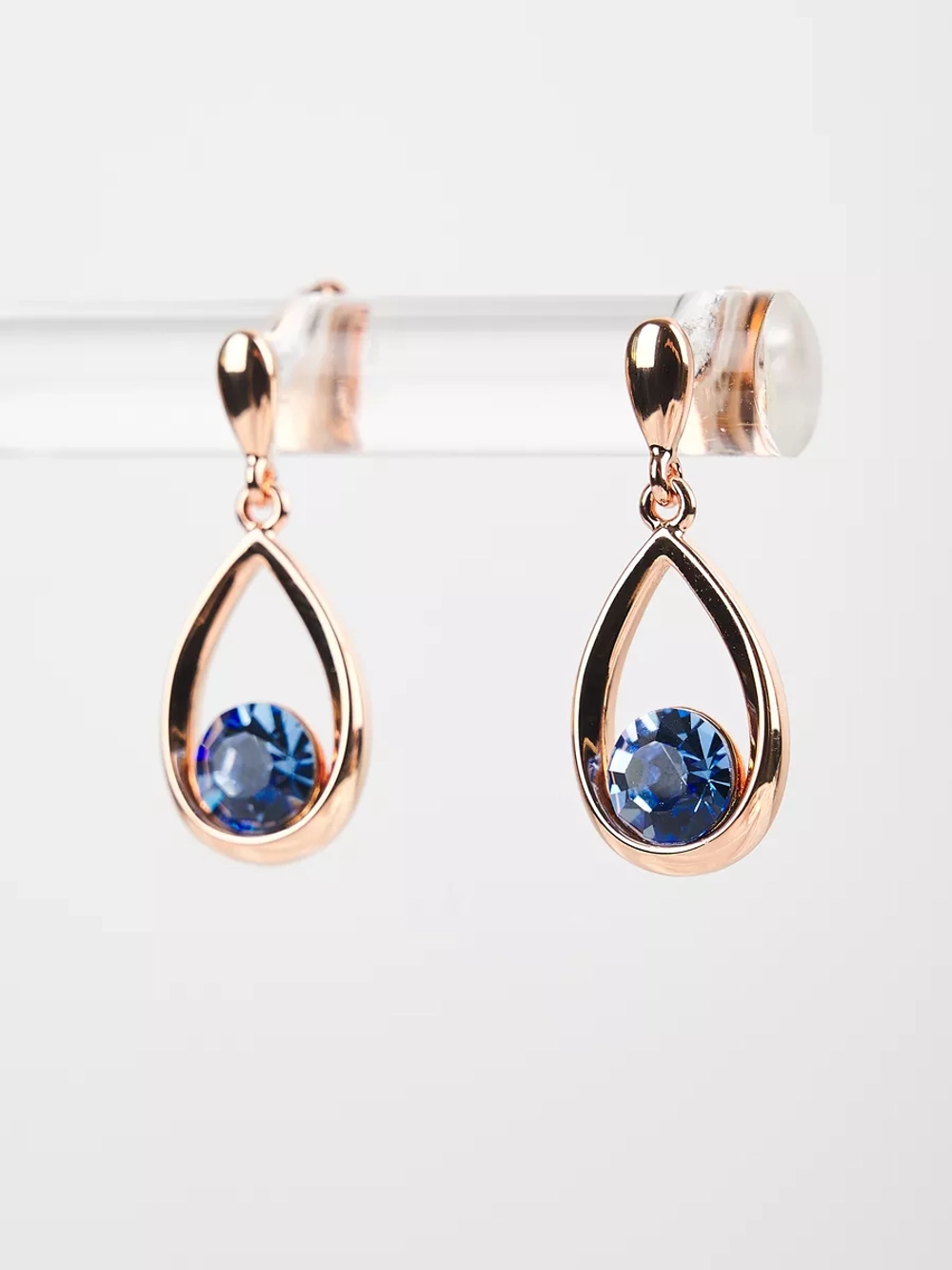 Серьги-капли Белла с голубыми кристаллами Swarovski