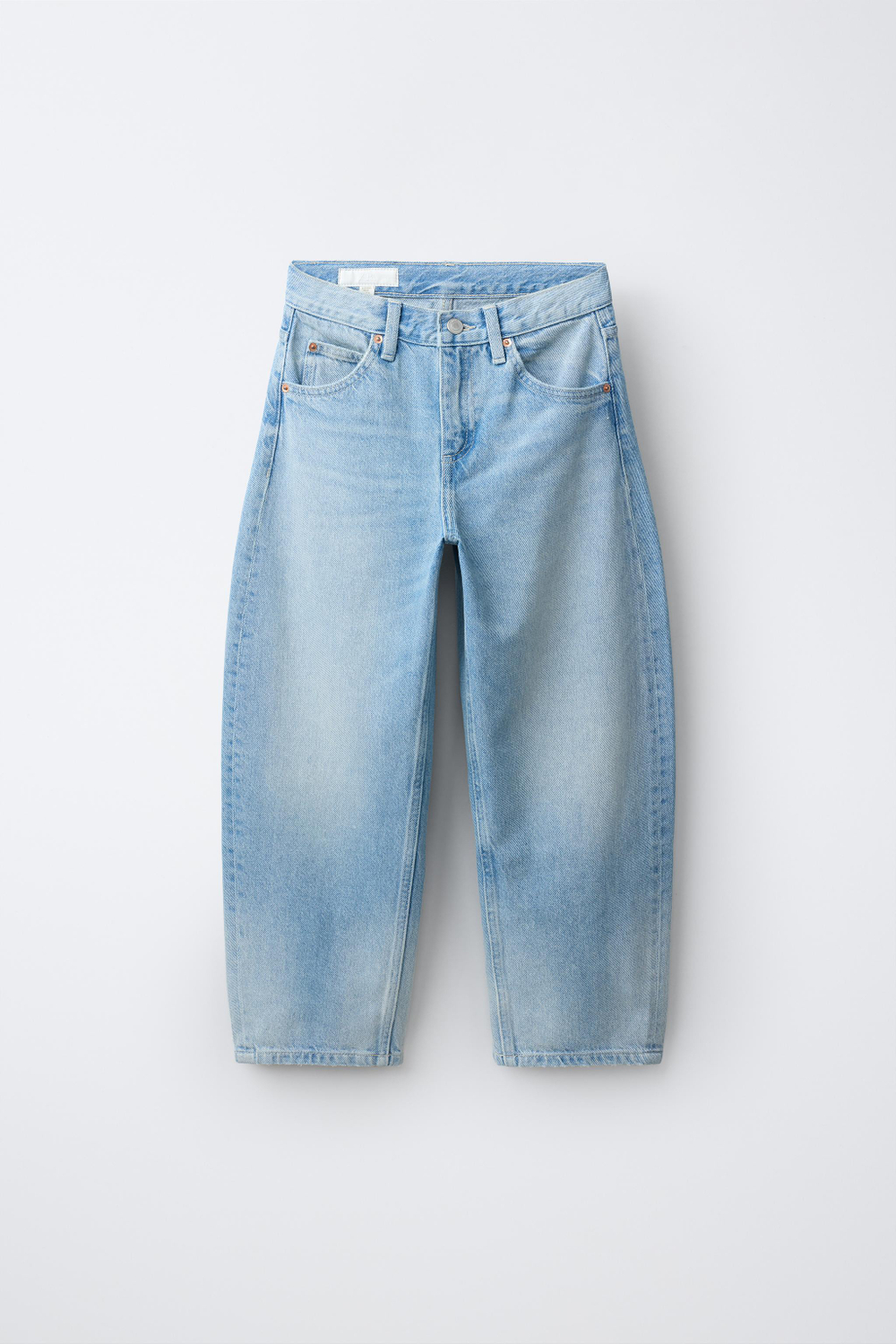 ZARA ДЖИНСЫ BARREL, ГОЛУБОЙ