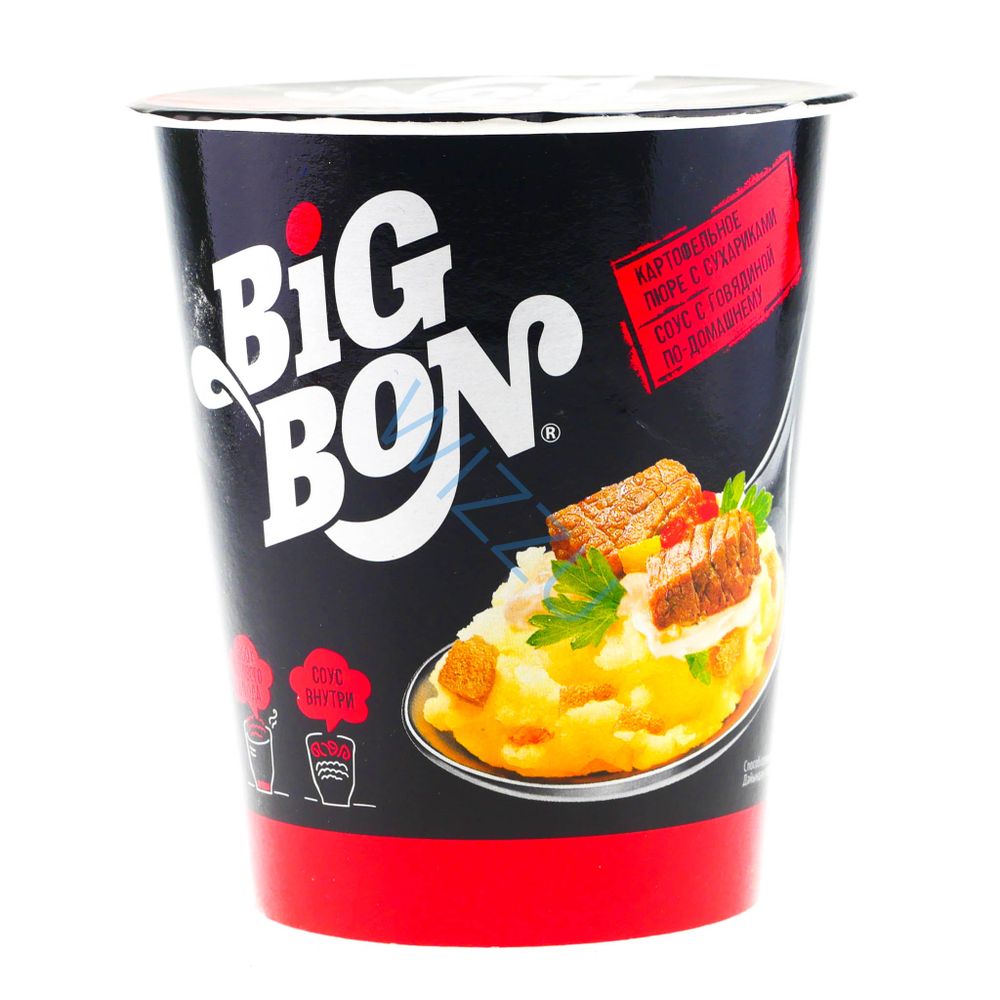 Картофельное пюре с сухариками и соусом с говядиной по-домашнему Big bon, 60 г