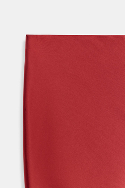ZARA АТЛАСНАЯ ЮБКА МИДИ, НАСЫЩЕННЫЙ КРАСНЫЙ