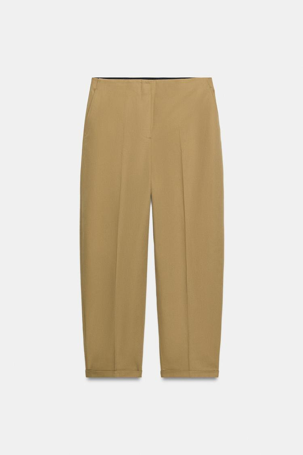 ZARA БРЮКИ С ВЫСОКОЙ ПОСАДКОЙ И СКЛАДКАМИ — ZW COLLECTION, РЫЖЕВАТО-КОРИЧНЕВЫЙ