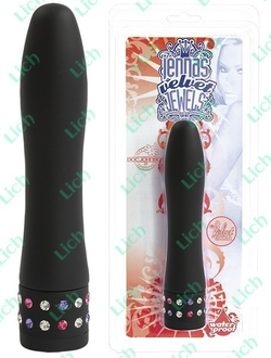 Черный вибратор VELVET JEWEL с кристаллами