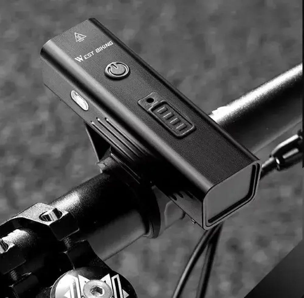 Фонарь велосипедный, передний West Biking YP0701416 Black (аккум. 1800 mAh, Type-C)