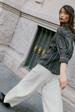 РУБАШКА В ПОЛОСКУ С РУКАВАМИ 3/4 — ZARA