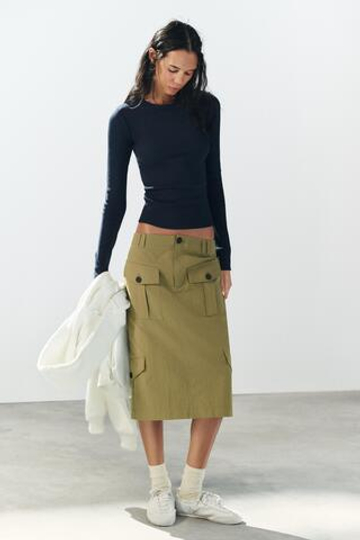ZARA ФУТБОЛКА В РУБЧИК НА КНОПКАХ, МОРСКОЙ СИНИЙ