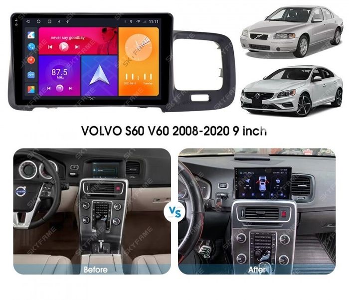 Магнитола для Volvo S60/V60 2010-2018 (штатный экран 7") - Kuberg SF-9002 QLed+2K, Android 13, Быстрейшая, CarPlay, 4G SIM-слот