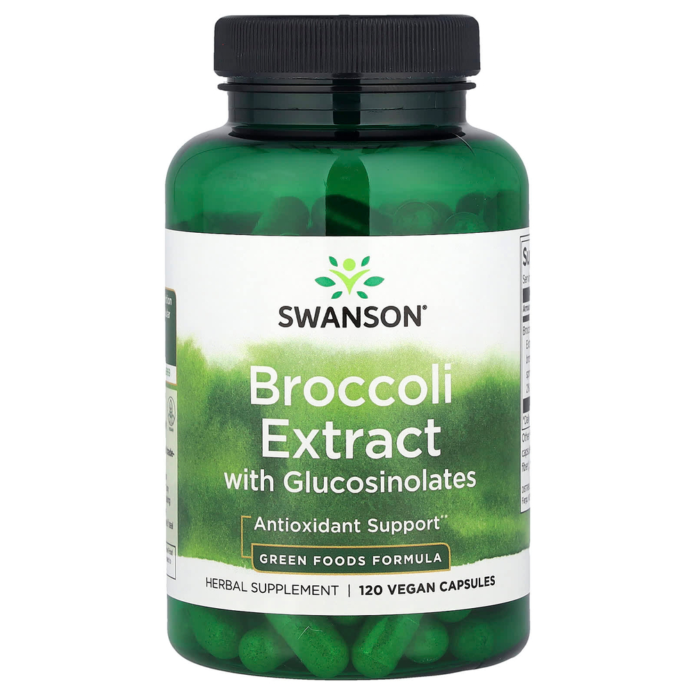 Swanson Vitamins, Экстракт брокколи с глюкозинолатами, 120 веганских капсул (600 мг на капсулу)