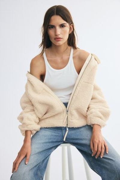 Куртка оверсайз из ткани тедди - H&M