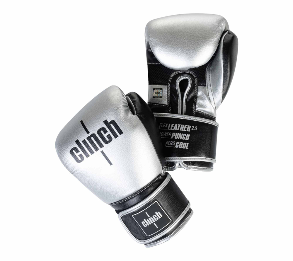 Перчатки боксерские Clinch Punch 2.0 серебристо-черные C141