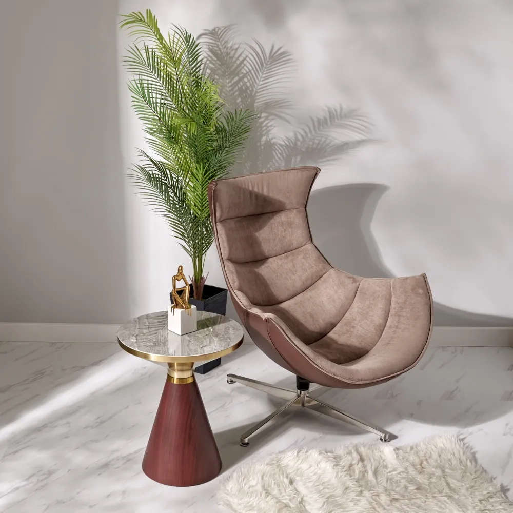 Кресло Bradex Home LOBSTER CHAIR латте искусственная замша, коричневый