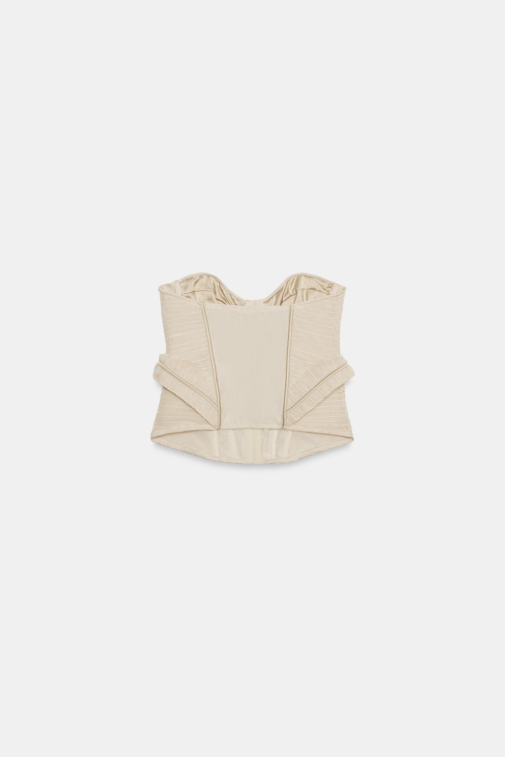 ZARA КОМБИНИРОВАННЫЙ КОРСЕТ С ФАКТУРНОЙ ТКАНЬЮ, ЭКРЮ