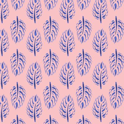 Buy fabric watercolor watercolor leaves - feathers blue