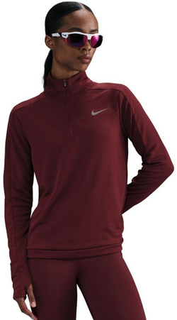 Женская теннисная футболка (dł. Рукава) Nike Dri-Fit Pacer 1/4-Zip - Коричневый