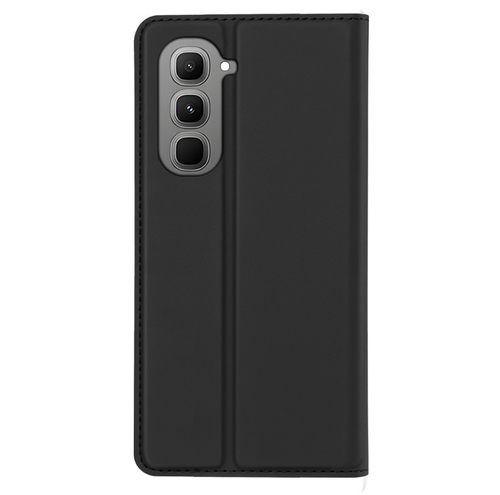 Чехол книжка из кожи черного цвета для Infinix Hot 70 Pro, серия Skin Pro Series от Dux Ducis