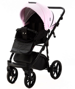 Детская коляска Adamex Nola Deluxe 2 в 1 N-SD101 (РОЗОВ.ЗЕФИР КОЖА + ЧЕРН. КОЖА)