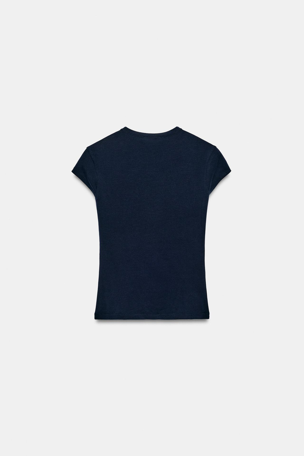 ZARA ФУТБОЛКА ОБЛЕГАЮЩЕГО КРОЯ С КОРОТКИМИ РУКАВАМИ, ТЕМНО-СИНИЙ