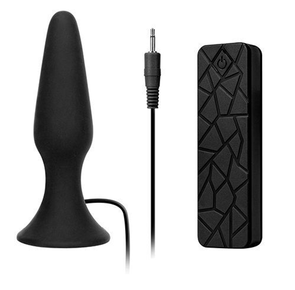 Чёрная вибропробка MENZSTUFF 5INCH SLIM INTRUDER BUTT PLUG - 13 см. (Цвет: черный)
