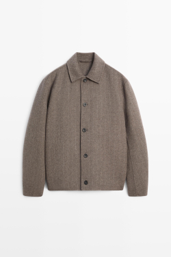 Massimo Dutti Полосатая куртка из двойной шерстяной смеси, норка