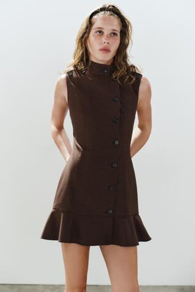 МИНИ-ПЛАТЬЕ В КЛЕТКУ С ВОЛАНОМ — ZARA