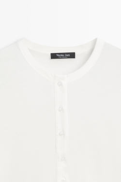 Massimo Dutti Футболка-хенли из 100% хлопка, белый