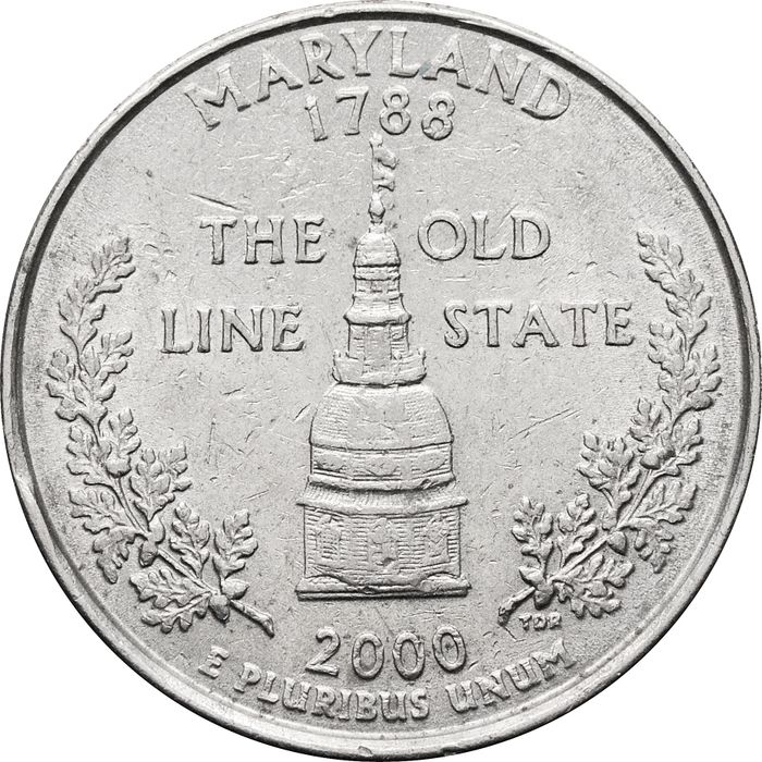 25 центов (1/4 доллара, квотер) 2000 США «Штат Мэриленд» (P)