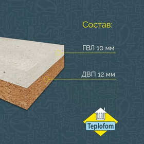 Звукоизоляционная панель Теплофом Teplofonik+ с ГВЛ 22 1200х600х22 мм