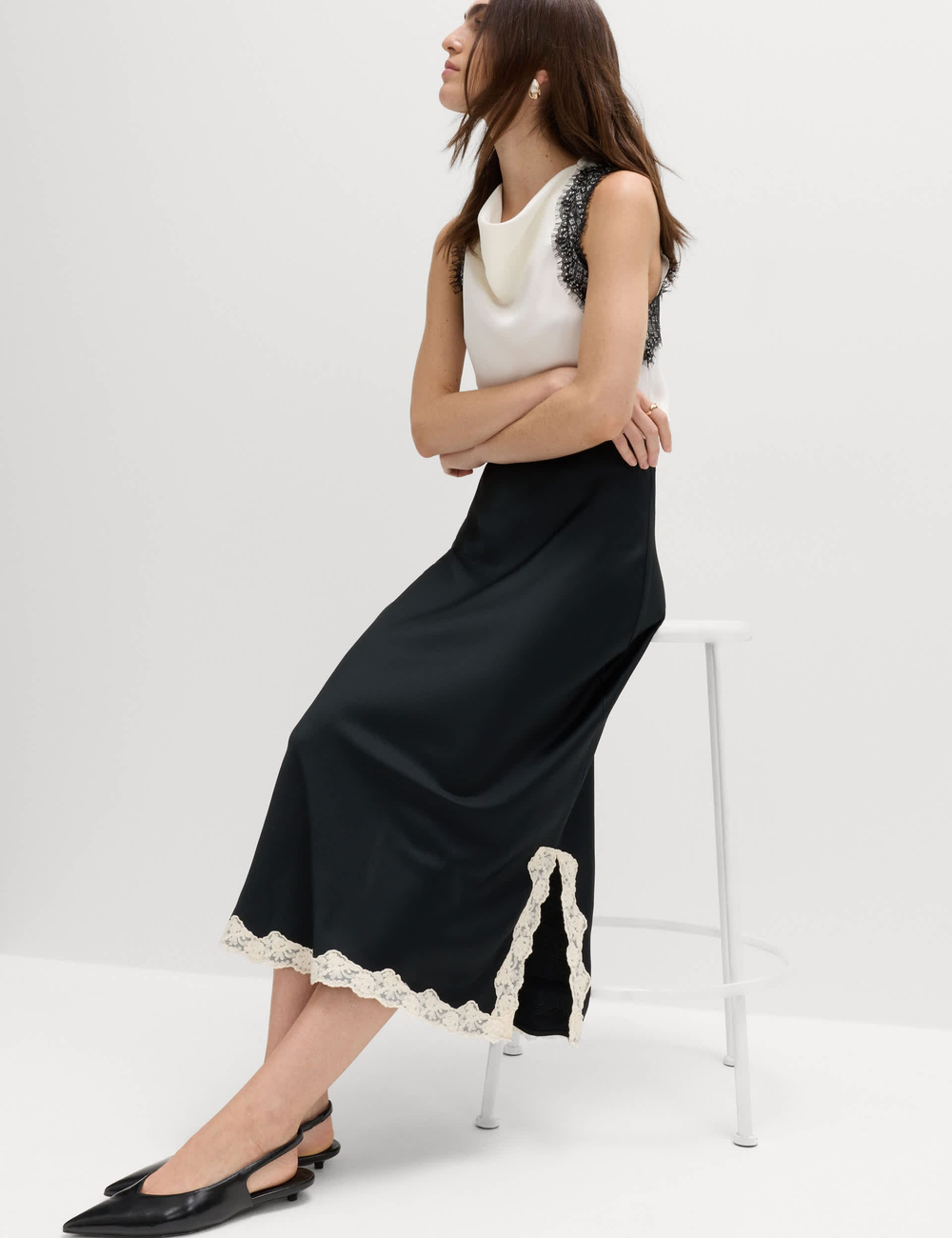 Юбка с кружевной отделкой T69005085 - Marks & Spencer