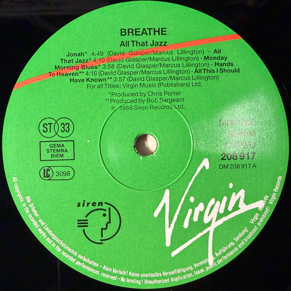 Breathe – All That Jazz (Европа 1988г.)