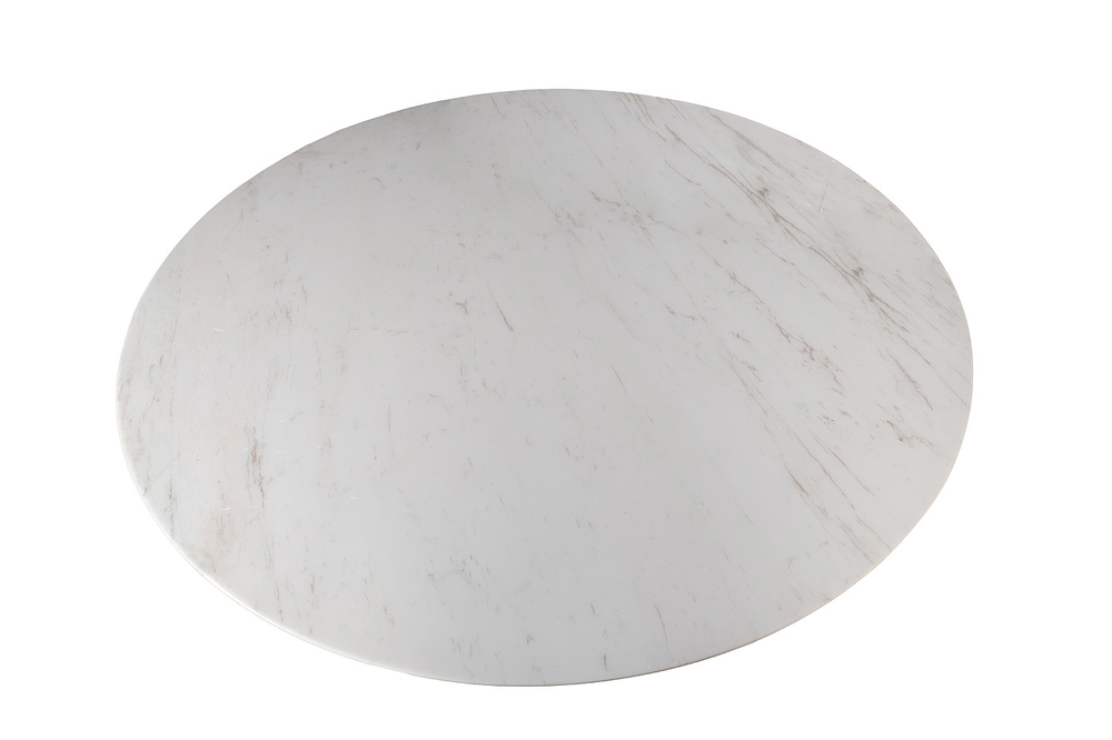 Стол обеденный Garda Decor, мрамор Волакас (Volakas), экокожа бежевая d160*75 см