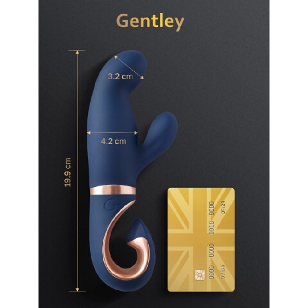 Вибратор кролик для стимуляции точки G и клитора с 2 моторами Gvibe Gentley Caribbean Blue, 19.9х4.2 см