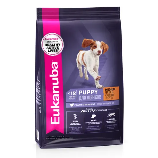 Eukanuba PUPPY MEDIUM BREED сухой корм для щенков средних пород, с птицей