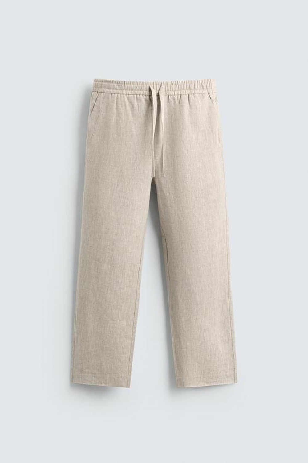 ZARA БРЮКИ RELAXED FIT ИЗ 100% ЛЬНА, СВЕТЛО-БЕЖЕВЫЙ