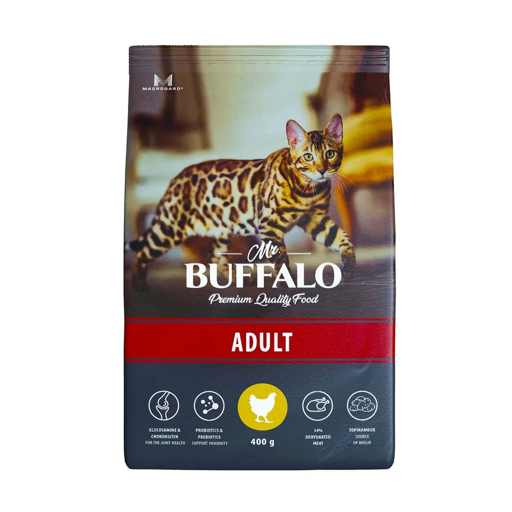 Mr.Buffalo 400г Adult Сухой корм для взрослых кошек Курица