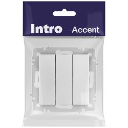 Выключатель Intro Accent 6-106-03 тройной, 10А-250В, IP20, СУ, AL/CU, алюминий | Intro
