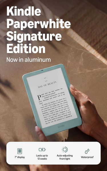 Электронная книга Amazon Kindle PaperWhite 2026 32Gb Signature Edition Зеленый | Seaglass Green