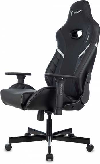 Кресло игровое Knight Thunder 5X черный экокожа с подголов. крестов. металл