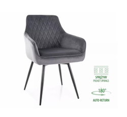 Стул SIGNAL MARLO Velvet Bluvel 14 серый/черный, поворотный
