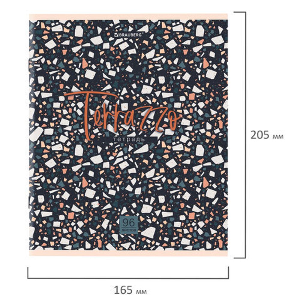 Тетрадь А5 96 л. BRAUBERG скоба, клетка, обложка картон, "Terrazzo", 404437, 5шт