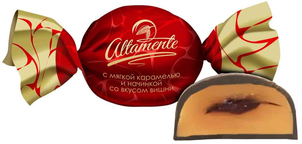 Конфеты "Altamente" глаз. с мягк. карам. и нач. со вкусом вишни вес