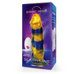Желто-синий фантазийный вибратор с пультом ДУ 21,5см Bior Toys Magic Hero MH-13042
